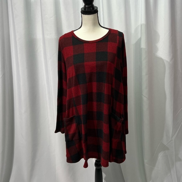 Eggs by èloges Causal Red Buffalo Check A-Line Dress - size Large - Picture 8 of 12